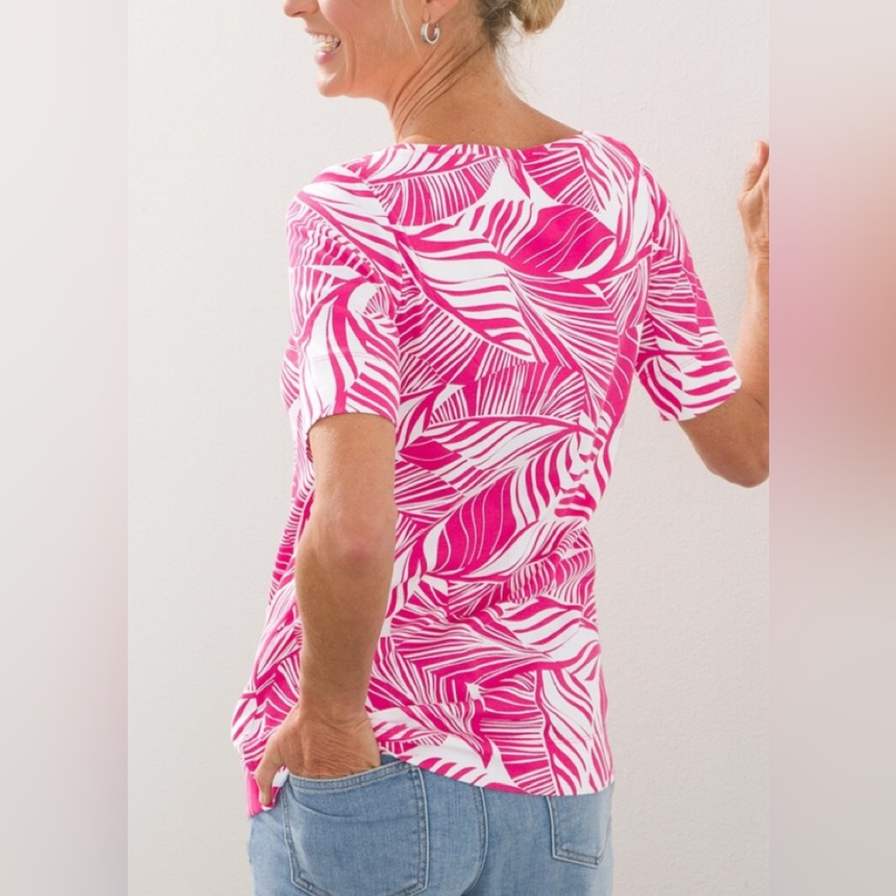 Chico's Size 1 (M) Pima Print Elbow Tee - Picture 5 of 5